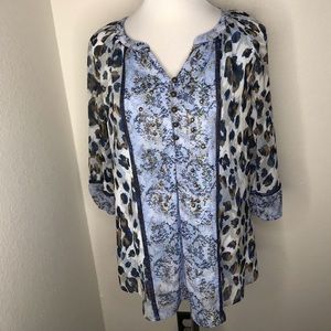 Dressbarn, light blue, patterned, Tunic, medium